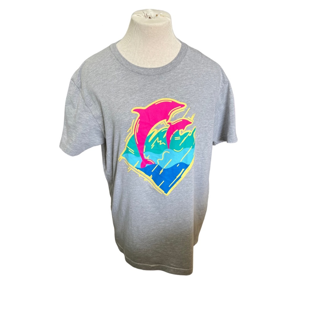 Pink Dolphin Diamond Graphic Gray T-Shirt B40